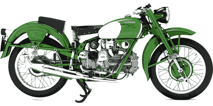 Vintage Green Motorcycle Illustration