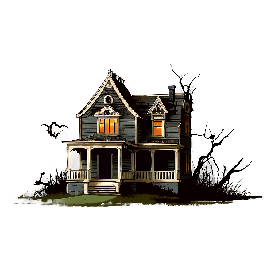 Vintage Haunted House Illustration Png Guc