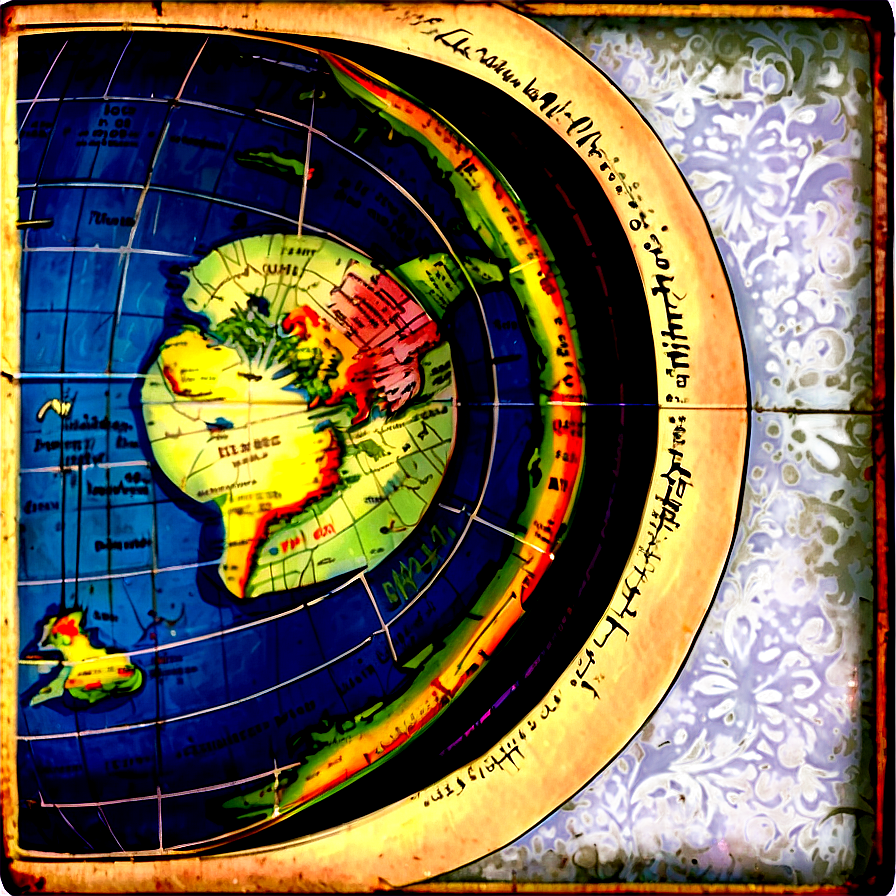 Vintage Hemisphere Map Png 06132024