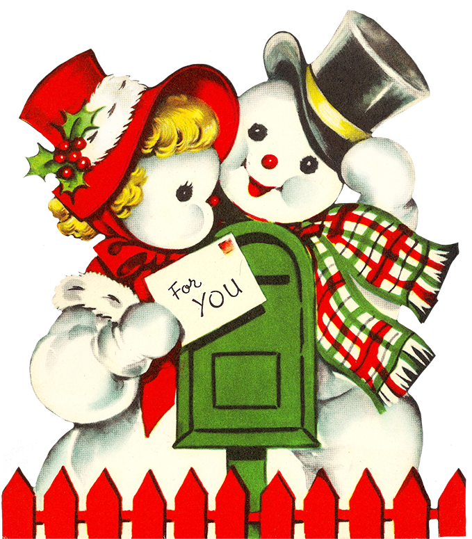 Vintage Holiday Snowmanand Child