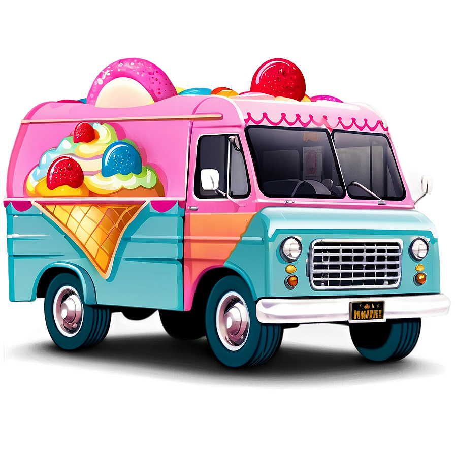 Vintage Ice Cream Truck Illustration Png Iaa3