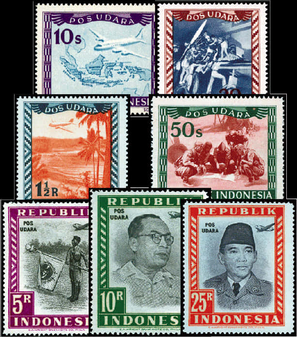 Vintage Indonesian Airmail Stamps