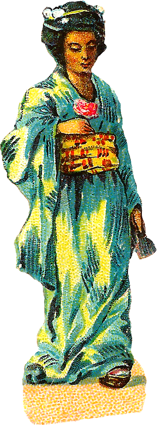 Vintage Kimono Figure Illustration