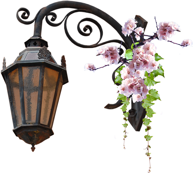 Vintage Lanternwith Blooming Flowers