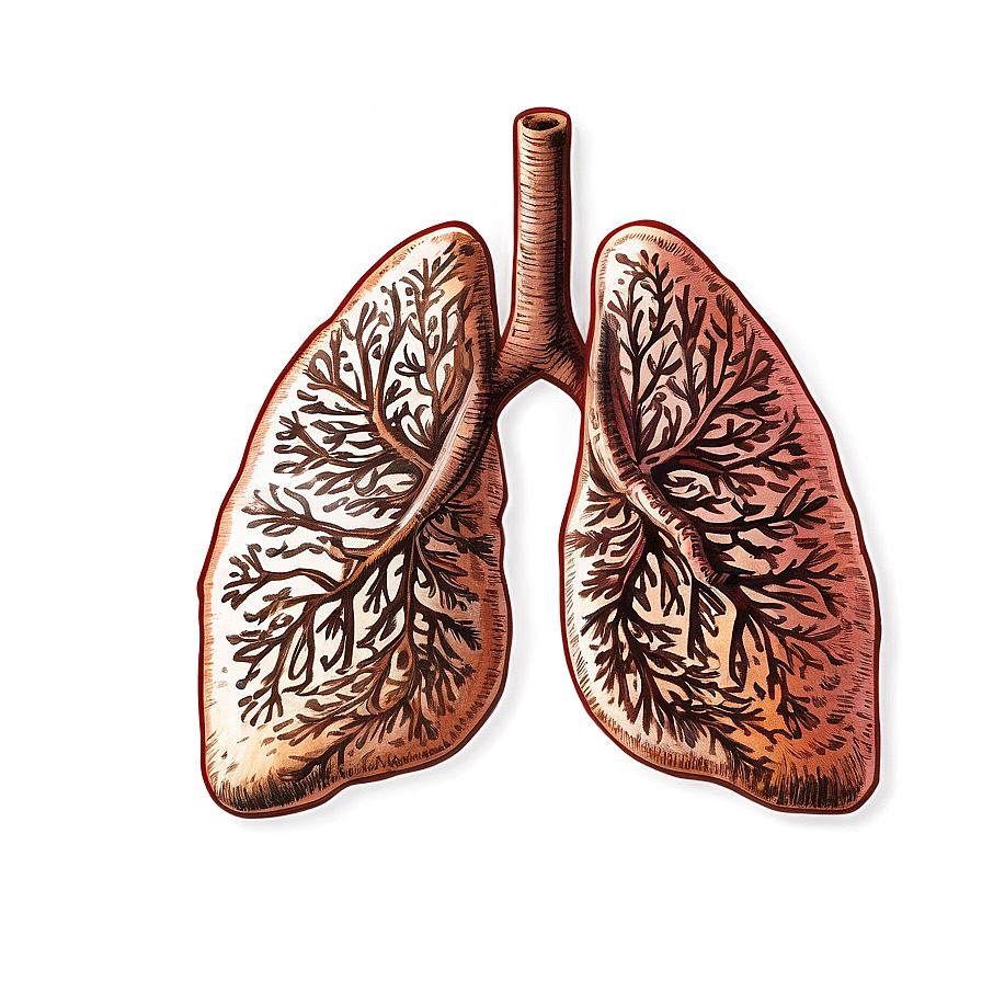 Vintage Lungs Sketch Png 5