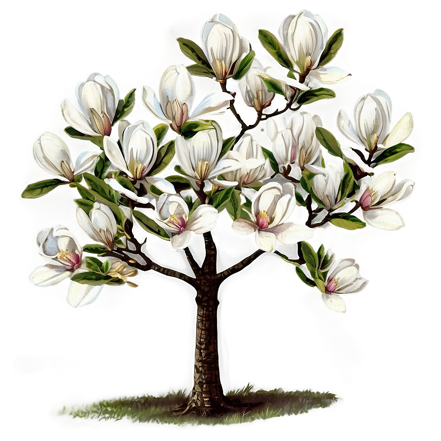 Vintage Magnolia Tree Illustration Png 82