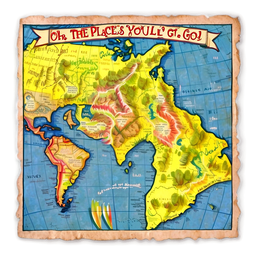 Vintage Map Oh The Places You'll Go Png 06212024