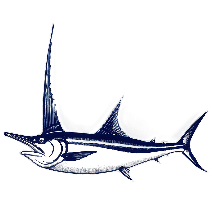 Vintage Marlin Sketch Png Ehf24