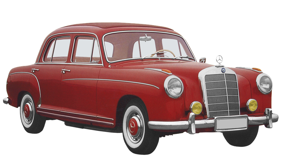 Vintage Mercedes Benz Red Sedan