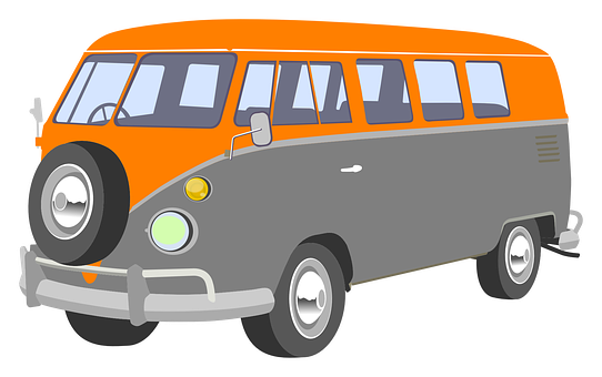 Vintage Orangeand Grey Bus Illustration