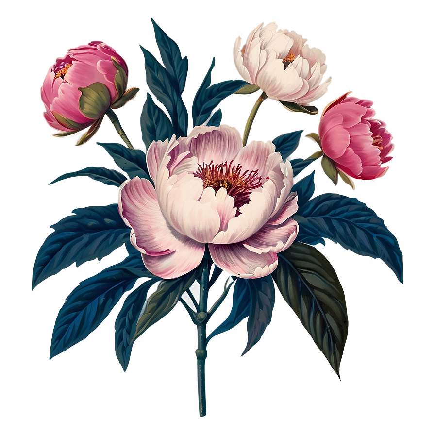 Vintage Peony Graphic Png Cmk