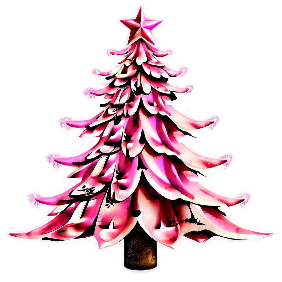 Vintage Pink Christmas Tree Png 64