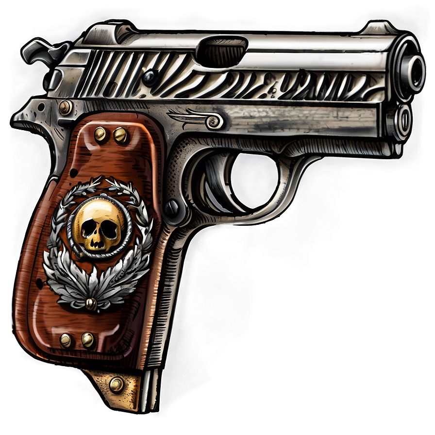 Vintage Pistol Drawing Png Qve95