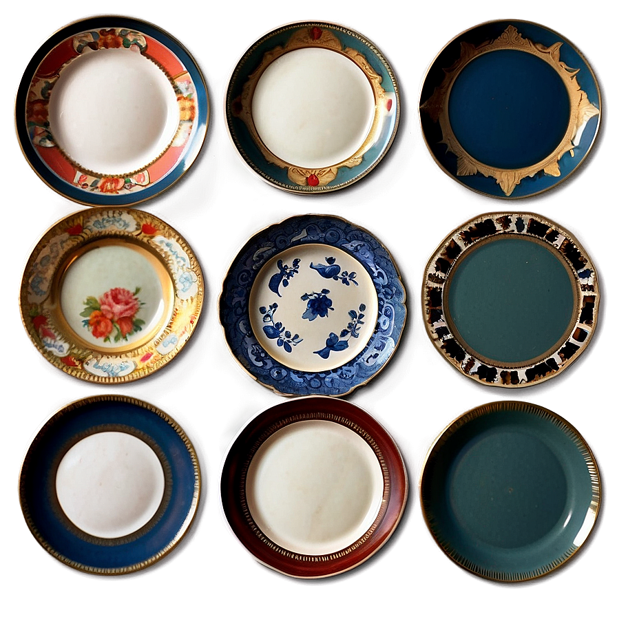 Vintage Plates Collection Png Jku