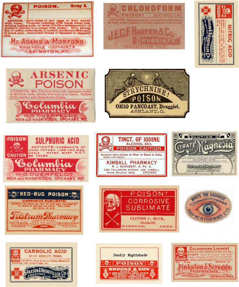 Vintage Poison Pharmacy Labels Collection