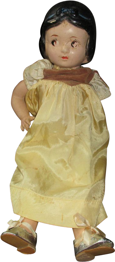 Vintage Porcelain Doll Yellow Dress