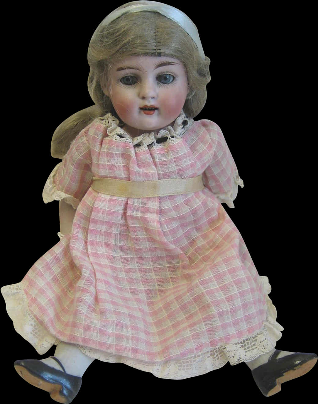Vintage Porcelain Dollin Pink Dress