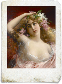 Vintage Portraitofa Womanwith Flowers