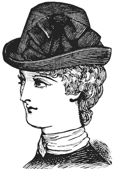 Vintage Profile Illustrationof Womanwith Hat