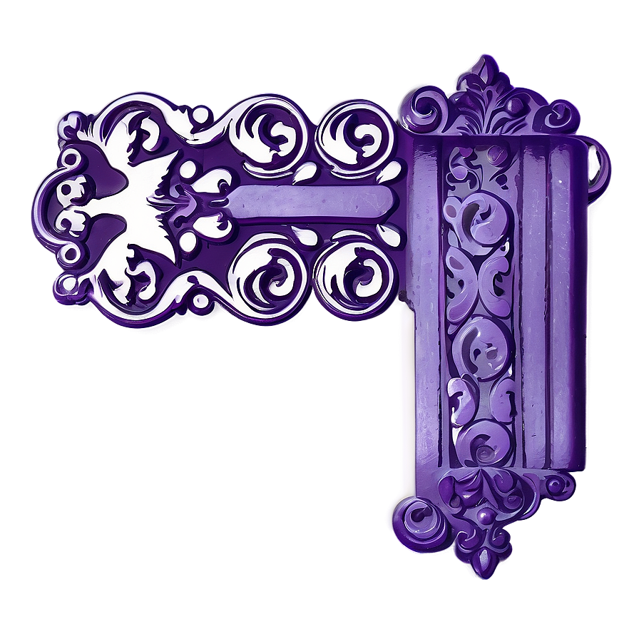 Vintage Purple Scroll Border Png 06262024