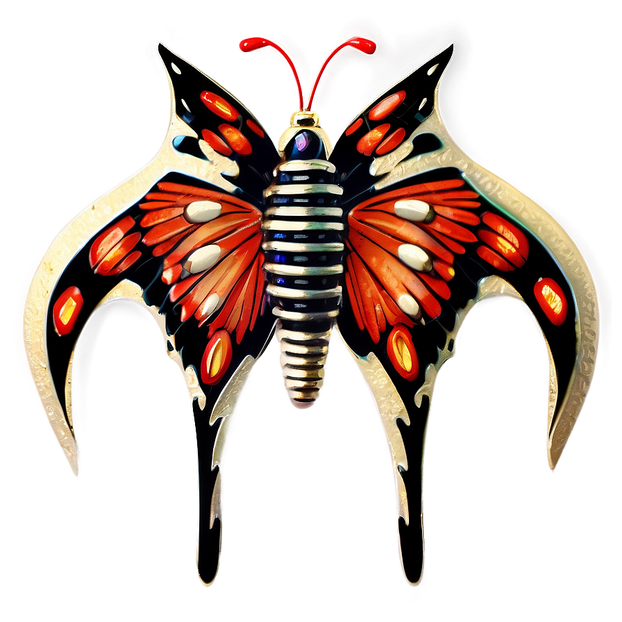 Vintage Red Butterfly Png Hqn