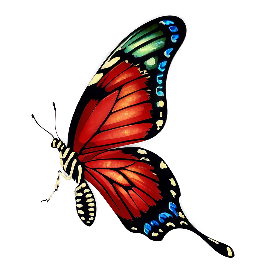 Vintage Red Butterfly Png Rit27