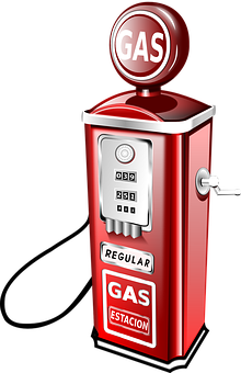 Vintage Red Gas Pump Illustration
