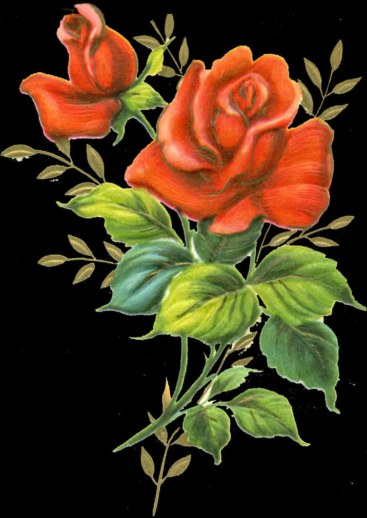 Vintage Red Roses Artwork