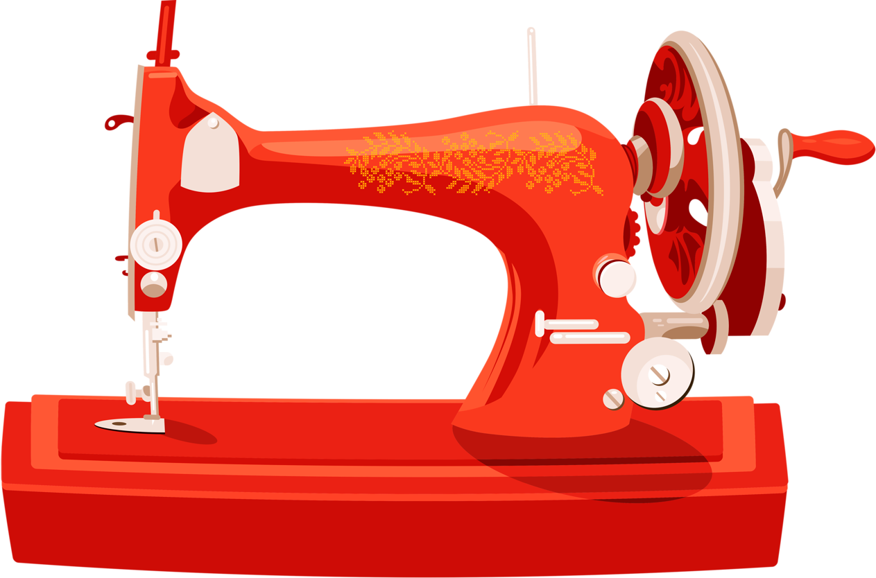 Vintage Red Sewing Machine Illustration