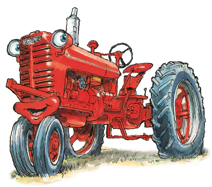 Vintage Red Tractor Illustration