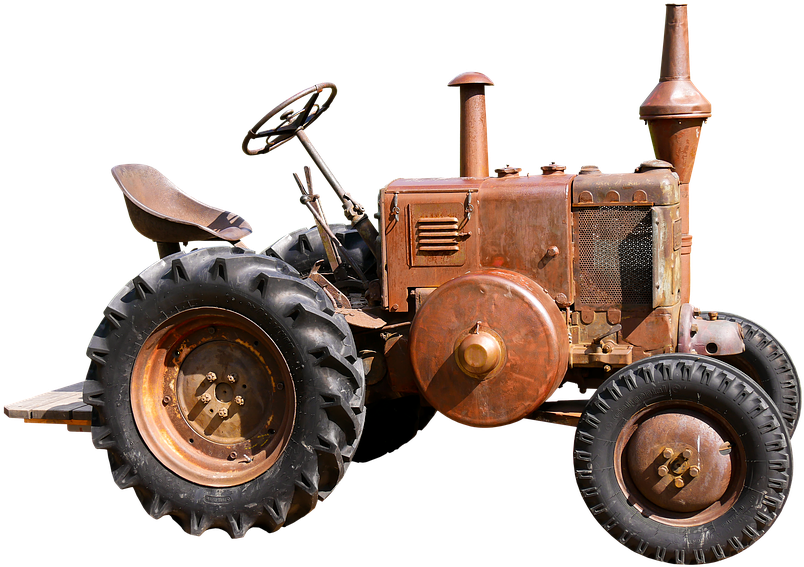 Vintage Rusty Tractor Isolated