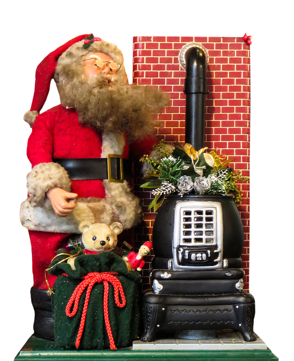 Vintage Santa Claus Figurineby Fireplace