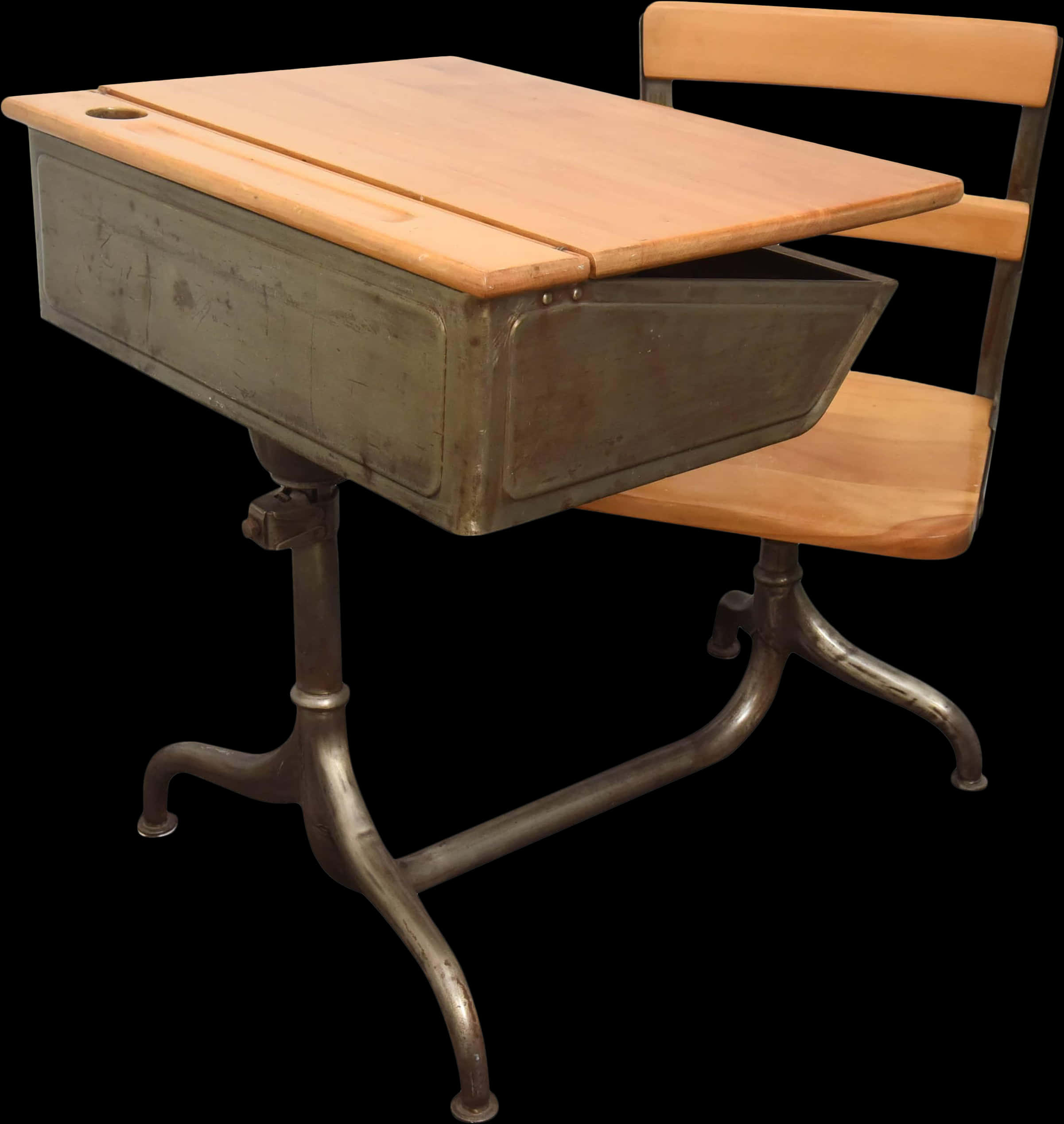 Vintage School Deskwith Attached Chair