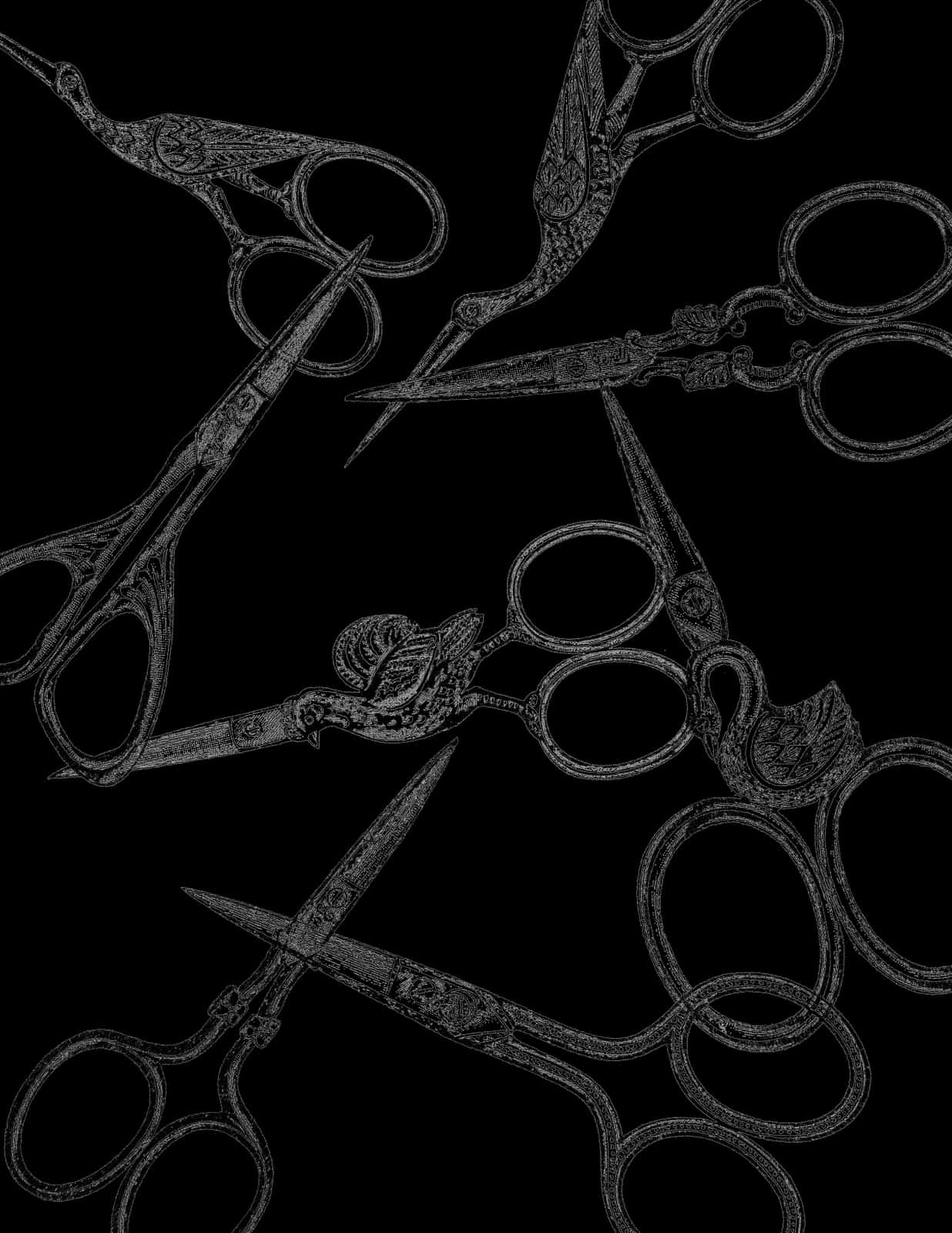 Vintage Scissors Collection Dark Background