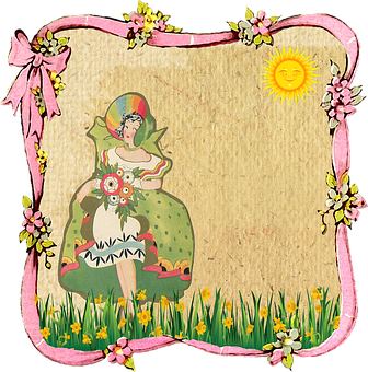 Vintage Spring Girl Frame