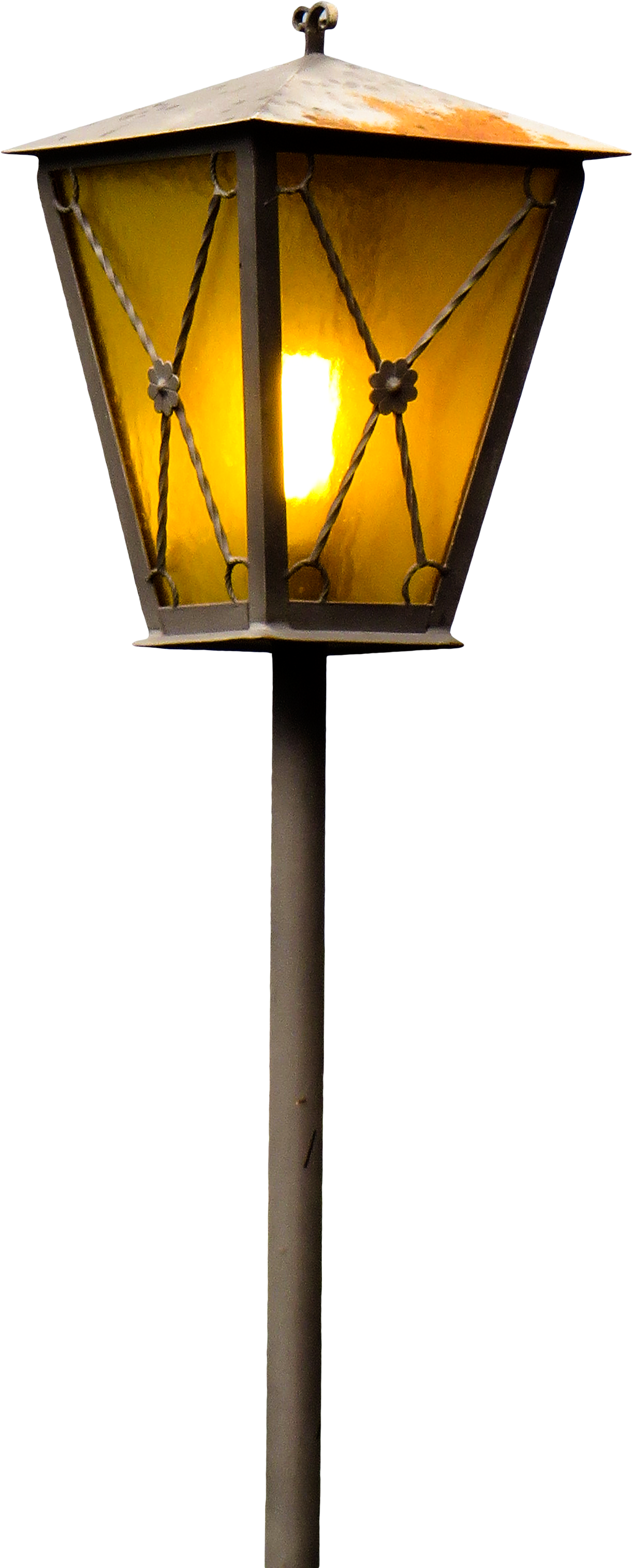 Vintage Street Lamp Illuminated