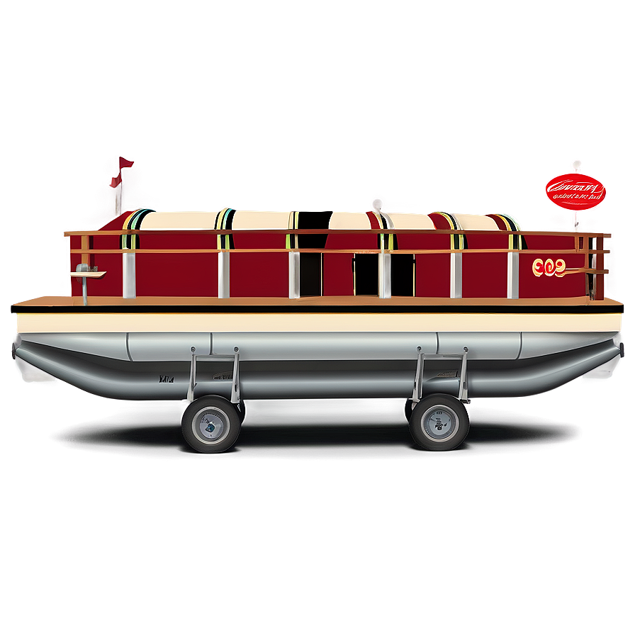 Vintage Style Pontoon Boat Png Qtl