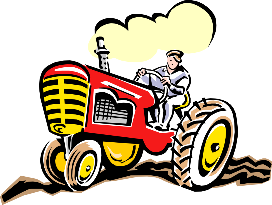 Vintage Style Red Tractor Illustration