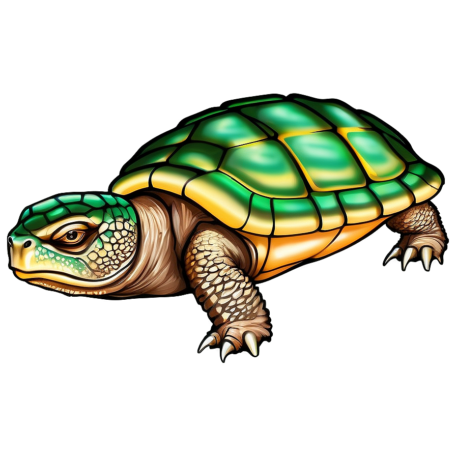 Vintage Style Snapping Turtle Drawing Png 3