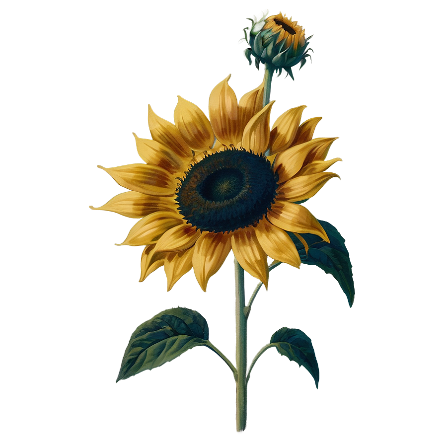 Vintage Sunflower Print Png Yat