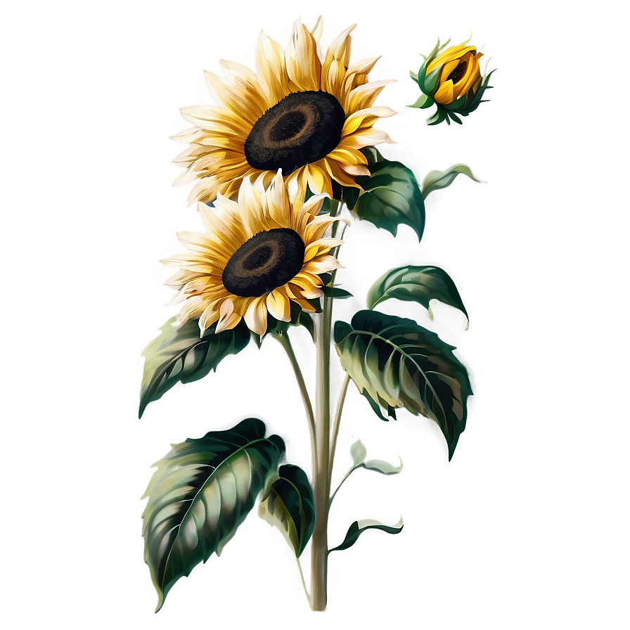 Vintage Sunflower Transparent Png 97