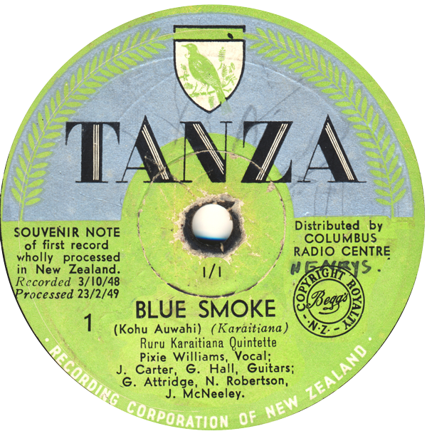 Vintage T A N Z A Blue Smoke Record Label