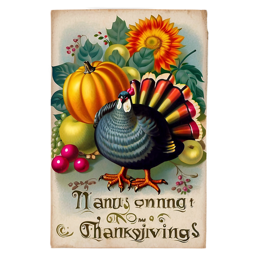 Vintage Thanksgiving Greeting Png Eyn90