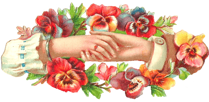 Vintage Wedding Handshake Floral Frame