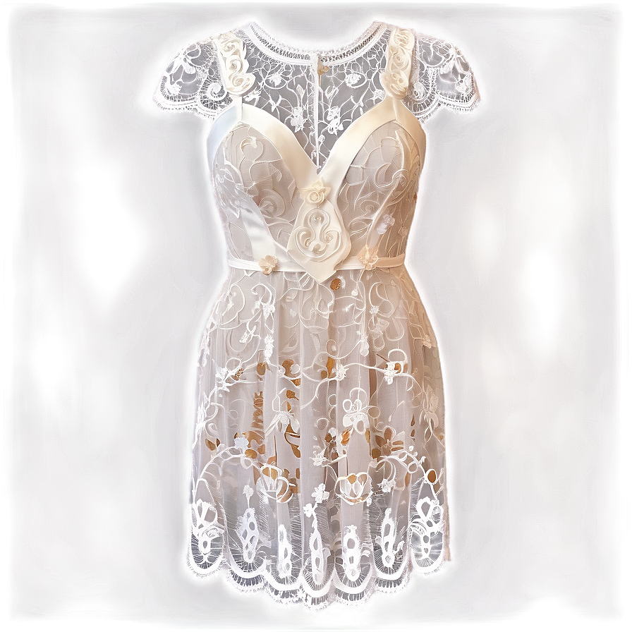 Vintage White Lace Dress Png 06212024