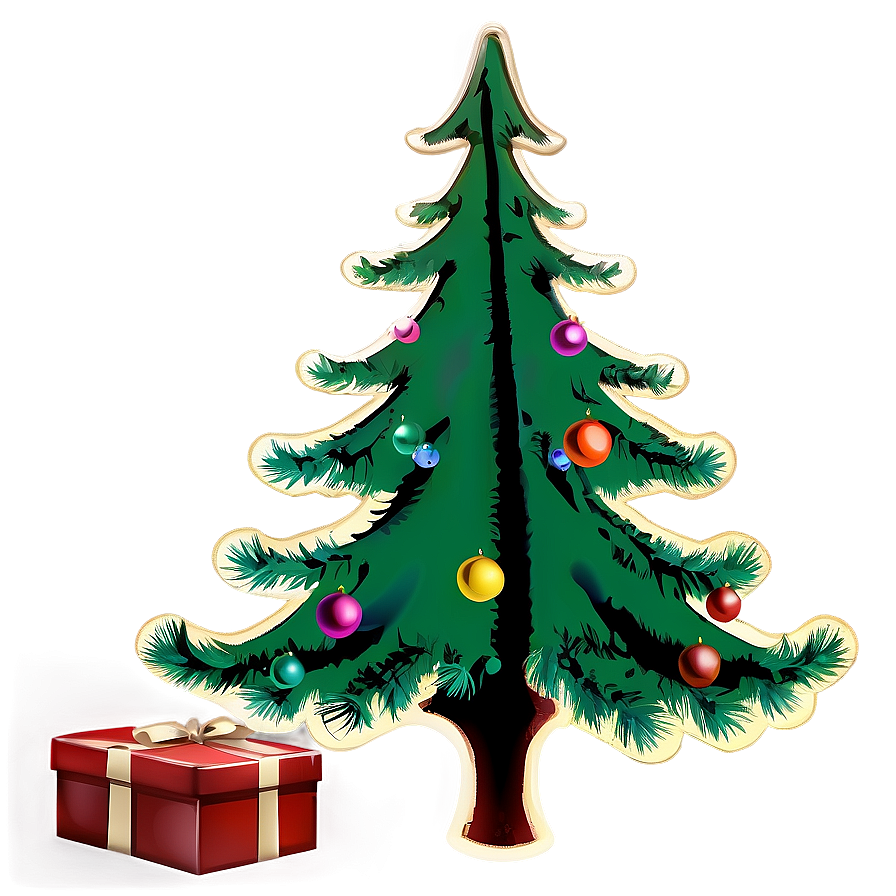 Vintage Xmas Tree Style Png 06292024