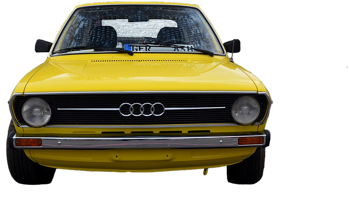 Vintage Yellow Audi Front View