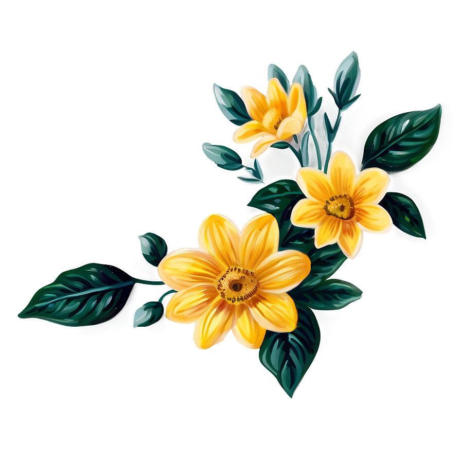 Vintage Yellow Flowers Png 06122024