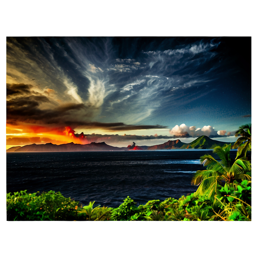 Volcanic Island Landscape Png Fro