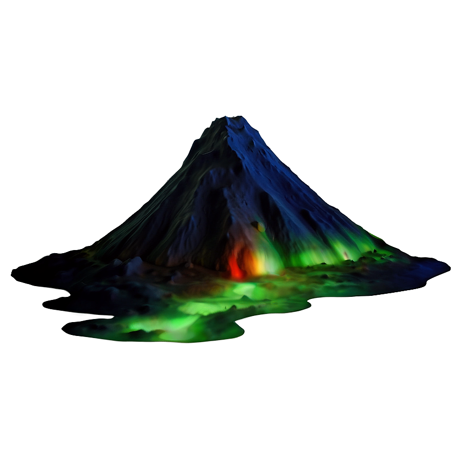 Volcano And Aurora Borealis Png Qsf77